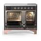 ILVE Majestic III 40-Inch Induction Range with 6 Induction Elements, 3.82 cu. ft. Oven, Matte Graphite with Copper Trim, Solid Door, UMDIB40QNR3MGP