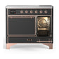 ILVE Majestic III 40-Inch Induction Range with 6 Induction Elements, 3.82 cu. ft. Oven, Matte Graphite with Copper Trim, Solid Door, UMDIB40QNR3MGP