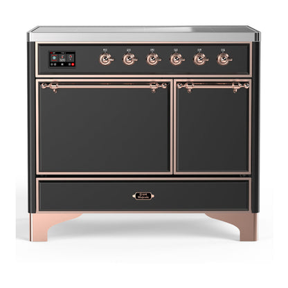 ILVE Majestic III 40-Inch Induction Range with 6 Induction Elements, 3.82 cu. ft. Oven, Matte Graphite with Copper Trim, Solid Door, UMDIB40QNR3MGP