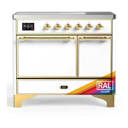 ILVE Majestic III 40-Inch Induction Range with 6 Induction Elements, 3.82 cu. ft. Oven, RAL with Brass Trim, Solid Door, UMDIB40QNR3RAG