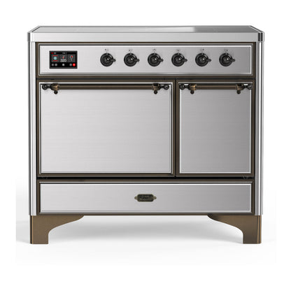 ILVE Majestic III 40-Inch Induction Range with 6 Induction Elements, 3.82 cu. ft. Oven, Stainless Steel with Burnished Trim, Solid Door, UMDIB40QNR3SSB