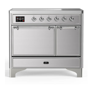 ILVE Majestic III 40-Inch Induction Range with 6 Induction Elements, 3.82 cu. ft. Oven, Stainless Steel with Chrome Trim, Solid Door, UMDIB40QNR3SSC