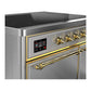 ILVE Majestic III 40-Inch Induction Range with 6 Induction Elements, 3.82 cu. ft. Oven, Stainless Steel with Brass Trim, Solid Door, UMDIB40QNR3SSG