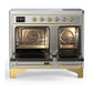 ILVE Majestic III 40-Inch Induction Range with 6 Induction Elements, 3.82 cu. ft. Oven, Stainless Steel with Brass Trim, Solid Door, UMDIB40QNR3SSG