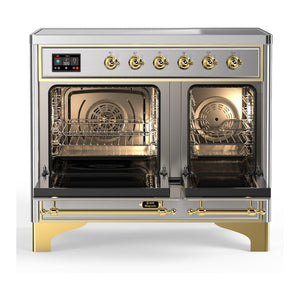 ILVE Majestic III 40-Inch Induction Range with 6 Induction Elements, 3.82 cu. ft. Oven, Stainless Steel with Brass Trim, Solid Door, UMDIB40QNR3SSG