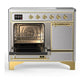 ILVE Majestic III 40-Inch Induction Range with 6 Induction Elements, 3.82 cu. ft. Oven, Stainless Steel with Brass Trim, Solid Door, UMDIB40QNR3SSG