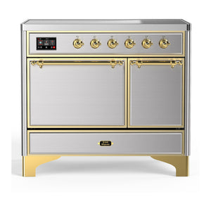ILVE Majestic III 40-Inch Induction Range with 6 Induction Elements, 3.82 cu. ft. Oven, Stainless Steel with Brass Trim, Solid Door, UMDIB40QNR3SSG