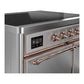 ILVE Majestic III 40-Inch Induction Range with 6 Induction Elements, 3.82 cu. ft. Oven, Stainless Steel with Copper Trim, Solid Door, UMDIB40QNR3SSP