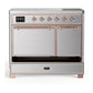 ILVE Majestic III 40-Inch Induction Range with 6 Induction Elements, 3.82 cu. ft. Oven, Stainless Steel with Copper Trim, Solid Door, UMDIB40QNR3SSP