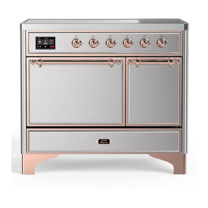 ILVE Majestic III 40-Inch Induction Range with 6 Induction Elements, 3.82 cu. ft. Oven, Stainless Steel with Copper Trim, Solid Door, UMDIB40QNR3SSP