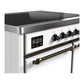 ILVE Majestic III 40-Inch Induction Range with 6 Induction Elements, 3.82 cu. ft. Oven, White with Burnished Trim, Solid Door, UMDIB40QNR3WHB