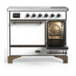 ILVE Majestic III 40-Inch Induction Range with 6 Induction Elements, 3.82 cu. ft. Oven, White with Burnished Trim, Solid Door, UMDIB40QNR3WHB