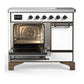 ILVE Majestic III 40-Inch Induction Range with 6 Induction Elements, 3.82 cu. ft. Oven, White with Burnished Trim, Solid Door, UMDIB40QNR3WHB
