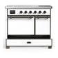 ILVE Majestic III 40-Inch Induction Range with 6 Induction Elements, 3.82 cu. ft. Oven, White with Burnished Trim, Solid Door, UMDIB40QNR3WHB