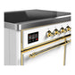 ILVE Majestic III 40-Inch Induction Range with 6 Induction Elements, 3.82 cu. ft. Oven, White with Brass Trim, Solid Door, UMDIB40QNR3WHG