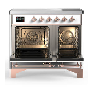 ILVE Majestic III 40-Inch Induction Range with 6 Induction Elements, 3.82 cu. ft. Oven, White with Copper Trim, Solid Door, UMDIB40QNR3WHP