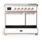 ILVE Majestic III 40-Inch Induction Range with 6 Induction Elements, 3.82 cu. ft. Oven, White with Copper Trim, Solid Door, UMDIB40QNR3WHP