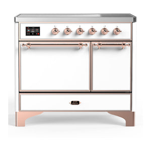 ILVE Majestic III 40-Inch Induction Range with 6 Induction Elements, 3.82 cu. ft. Oven, White with Copper Trim, Solid Door, UMDIB40QNR3WHP