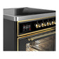 ILVE Majestic III 30-Inch Induction Range with 4 Induction Elements, 4 cu. ft. Oven, Glossy Black with Brass Trim, Triple Glass Door, UMIB30NR3BKG