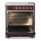 ILVE Majestic III 30-Inch Induction Range with 4 Induction Elements, 4 cu. ft. Oven, Burgundy with Chrome Trim, Triple Glass Door, UMIB30NR3BUC