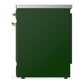 ILVE Majestic III 30-Inch Induction Range with 4 Induction Elements, 4 cu. ft. Oven, Emerald Green with Brass Trim, Triple Glass Door, UMIB30NR3EGG