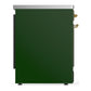 ILVE Majestic III 30-Inch Induction Range with 4 Induction Elements, 4 cu. ft. Oven, Emerald Green with Brass Trim, Triple Glass Door, UMIB30NR3EGG