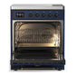 ILVE Majestic III 30-Inch Induction Range with 4 Induction Elements, 4 cu. ft. Oven, Mightnight Blue with Burnished Trim, Triple Glass Door, UMIB30NR3MBB