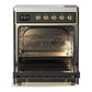 ILVE Majestic III 30-Inch Induction Range with 4 Induction Elements, 4 cu. ft. Oven, Matte Graphite with Brass Trim, Triple Glass Door, UMIB30NR3MGG