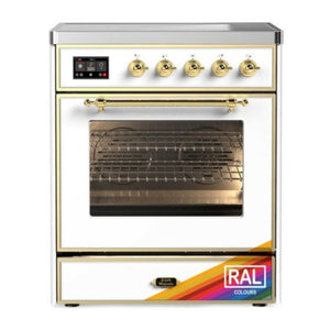 ILVE Majestic III 30-Inch Induction Range with 4 Induction Elements, 4 cu. ft. Oven, RAL with Brass Trim, Triple Glass Door, UMIB30NR3RAG