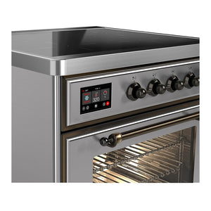 ILVE Majestic III 30-Inch Induction Range with 4 Induction Elements, 4 cu. ft. Oven, Stainless Steel with Burnished Trim, Triple Glass Door, UMIB30NR3SSB