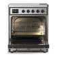 ILVE Majestic III 30-Inch Induction Range with 4 Induction Elements, 4 cu. ft. Oven, Stainless Steel with Burnished Trim, Triple Glass Door, UMIB30NR3SSB