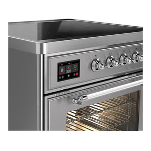 ILVE Majestic III 30-Inch Induction Range with 4 Induction Elements, 4 cu. ft. Oven, Stainless Steel with Chrome Trim, Triple Glass Door, UMIB30NR3SSC