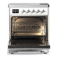 ILVE Majestic III 30-Inch Induction Range with 4 Induction Elements, 4 cu. ft. Oven, White with Chrome Trim, Triple Glass Door, UMIB30NR3WHC