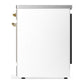 ILVE Majestic III 30-Inch Induction Range with 4 Induction Elements, 4 cu. ft. Oven, White with Brass Trim, Triple Glass Door, UMIB30NR3WHG