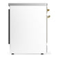 ILVE Majestic III 30-Inch Induction Range with 4 Induction Elements, 4 cu. ft. Oven, White with Brass Trim, Triple Glass Door, UMIB30NR3WHG