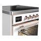 ILVE Majestic III 30-Inch Induction Range with 4 Induction Elements, 4 cu. ft. Oven, White with Copper Trim, Triple Glass Door, UMIB30NR3WHP