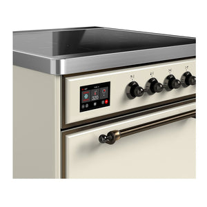 ILVE Majestic III 30-Inch Induction Range with 4 Induction Elements, 4 cu. ft. Oven, Antique White with Burnished Trim, Solid Door, UMIB30QNR3AWB