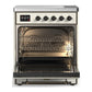 ILVE Majestic III 30-Inch Induction Range with 4 Induction Elements, 4 cu. ft. Oven, Antique White with Burnished Trim, Solid Door, UMIB30QNR3AWB