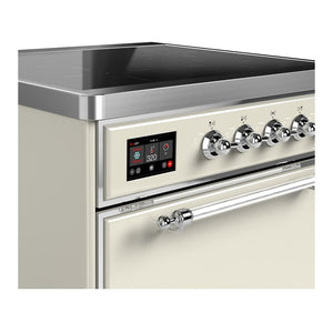 ILVE Majestic III 30-Inch Induction Range with 4 Induction Elements, 4 cu. ft. Oven, Antique White with Chrome Trim, Solid Door, UMIB30QNR3AWC
