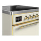 ILVE Majestic III 30-Inch Induction Range with 4 Induction Elements, 4 cu. ft. Oven, Antique White with Brass Trim, Solid Door, UMIB30QNR3AWG