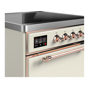 ILVE Majestic III 30-Inch Induction Range with 4 Induction Elements, 4 cu. ft. Oven, Antique White with Copper Trim, Solid Door, UMIB30QNR3AWP