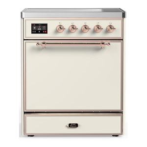 ILVE Majestic III 30-Inch Induction Range with 4 Induction Elements, 4 cu. ft. Oven, Antique White with Copper Trim, Solid Door, UMIB30QNR3AWP