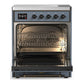 ILVE Majestic III 30-Inch Induction Range with 4 Induction Elements, 4 cu. ft. Oven, Blue Grey with Burnished Trim, Solid Door, UMIB30QNR3BGB