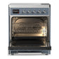 ILVE Majestic III 30-Inch Induction Range with 4 Induction Elements, 4 cu. ft. Oven, Blue Grey with Chrome Trim, Solid Door, UMIB30QNR3BGC