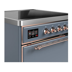 ILVE Majestic III 30-Inch Induction Range with 4 Induction Elements, 4 cu. ft. Oven, Blue Grey with Copper Trim, Solid Door, UMIB30QNR3BGP