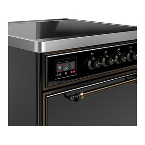 ILVE Majestic III 30-Inch Induction Range with 4 Induction Elements, 4 cu. ft. Oven, Glossy Black with Burnished Trim, Solid Door, UMIB30QNR3BKB