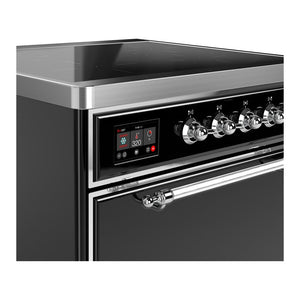 ILVE Majestic III 30-Inch Induction Range with 4 Induction Elements, 4 cu. ft. Oven, Glossy Black with Chrome Trim, Solid Door, UMIB30QNR3BKC