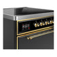 ILVE Majestic III 30-Inch Induction Range with 4 Induction Elements, 4 cu. ft. Oven, Glossy Black with Brass Trim, Solid Door, UMIB30QNR3BKG