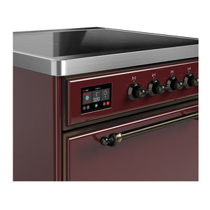 ILVE Majestic III 30-Inch Induction Range with 4 Induction Elements, 4 cu. ft. Oven, Burgundy with Burnished Trim, Solid Door, UMIB30QNR3BUB