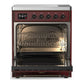 ILVE Majestic III 30-Inch Induction Range with 4 Induction Elements, 4 cu. ft. Oven, Burgundy with Burnished Trim, Solid Door, UMIB30QNR3BUB